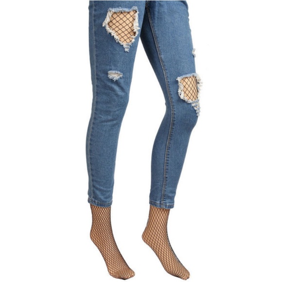 Black Normal Weave Fishnet Tights Stocking O/S - Picture 4 of 4